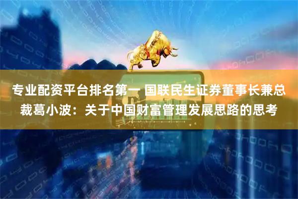 专业配资平台排名第一 国联民生证券董事长兼总裁葛小波：关于中国财富管理发展思路的思考